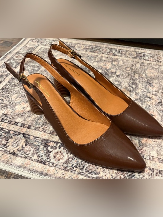 Maurices Shoes - Maurices Brown Pointed-Toe Slingback Heels Unique Round Cylinder Heel NWOT. 8.5